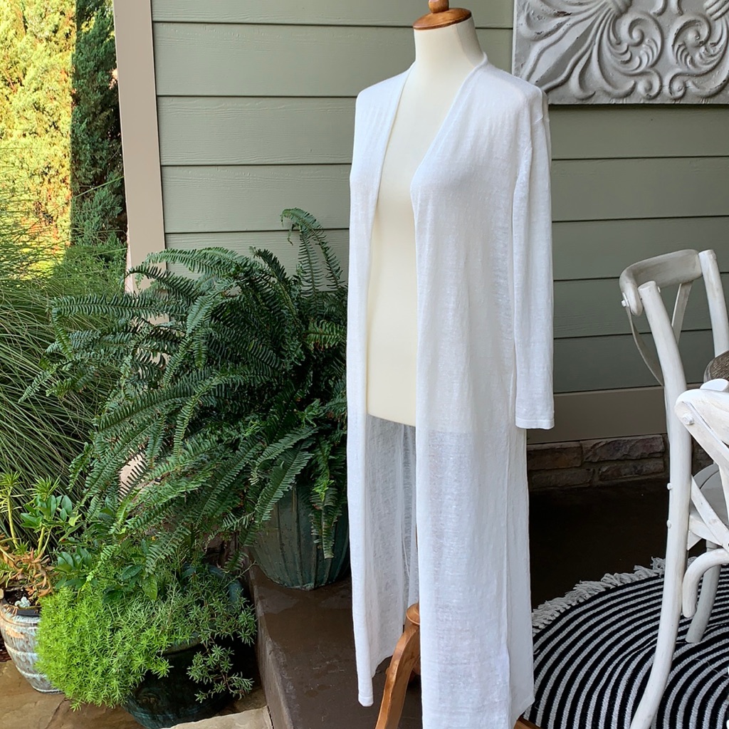 Eileen Fisher Open Front Organic Linen Cardigan